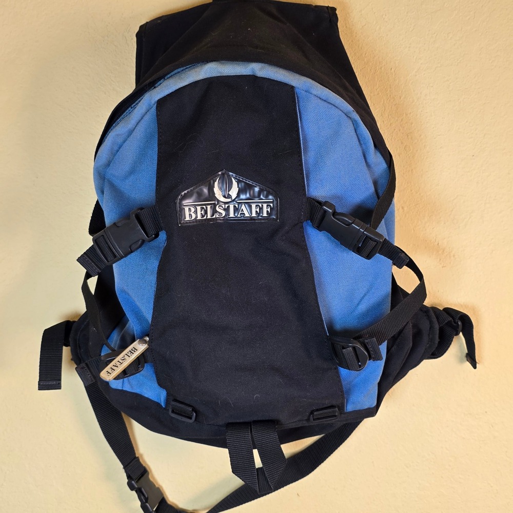 Belstaff Technical‎ Canvas Backpack Black Blue Moto Gorpcore Utility Bag